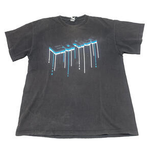 ETNIES Men Crewneck Shirt Medium M Black Blue Paint Logo Y2K Skateboard Street